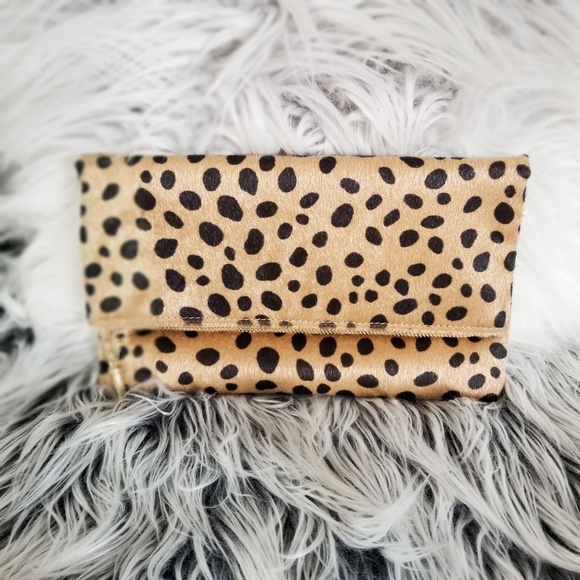 PRINCESS Faux Hide Cheetah Clutch Shoulder Bag - Picture 8 of 9